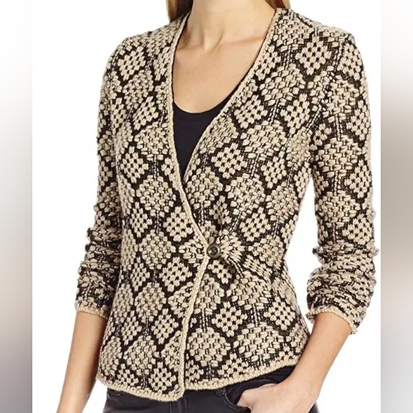 Lucky Brand Sweaters - Lucky Brand Treviso Gold & Black Shimmer Wool Blend Sweater Blazer